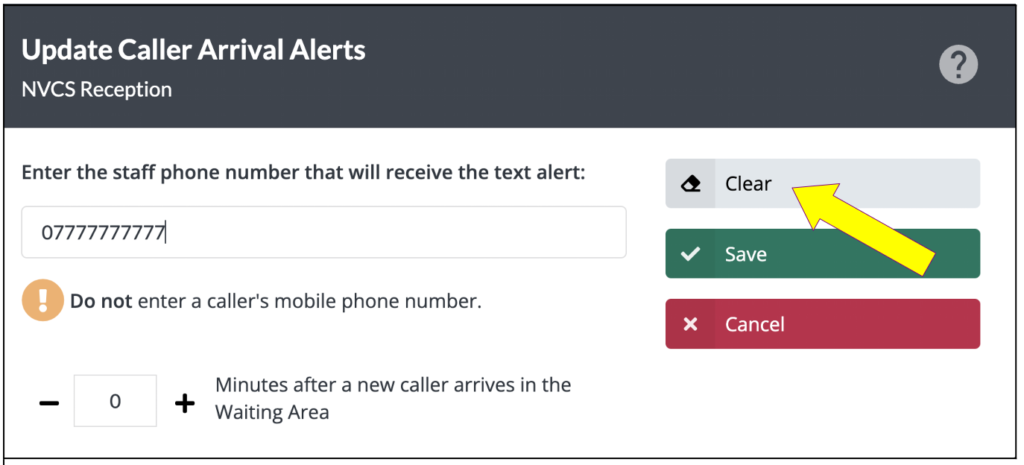 Waiting Area - Remove caller alert process